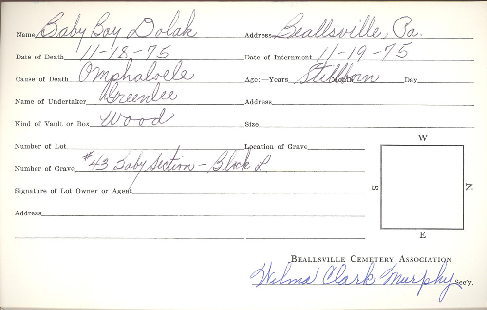 burial card